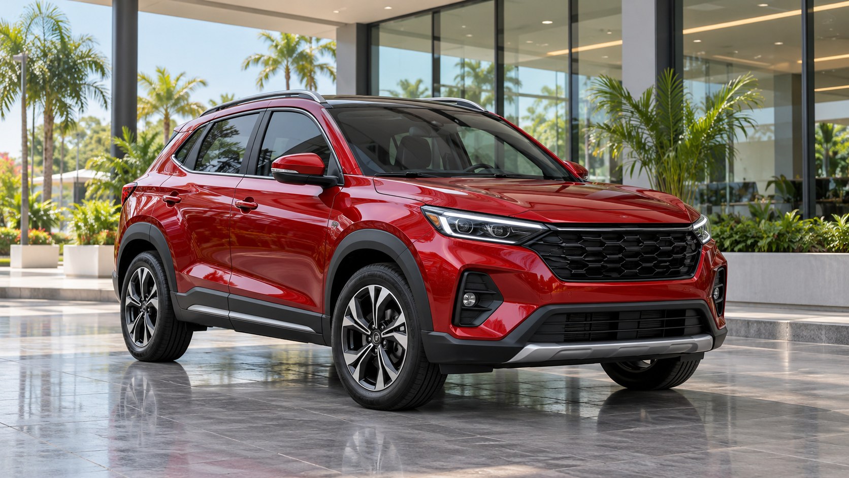 Ilustrasi mobil compact SUV merah
